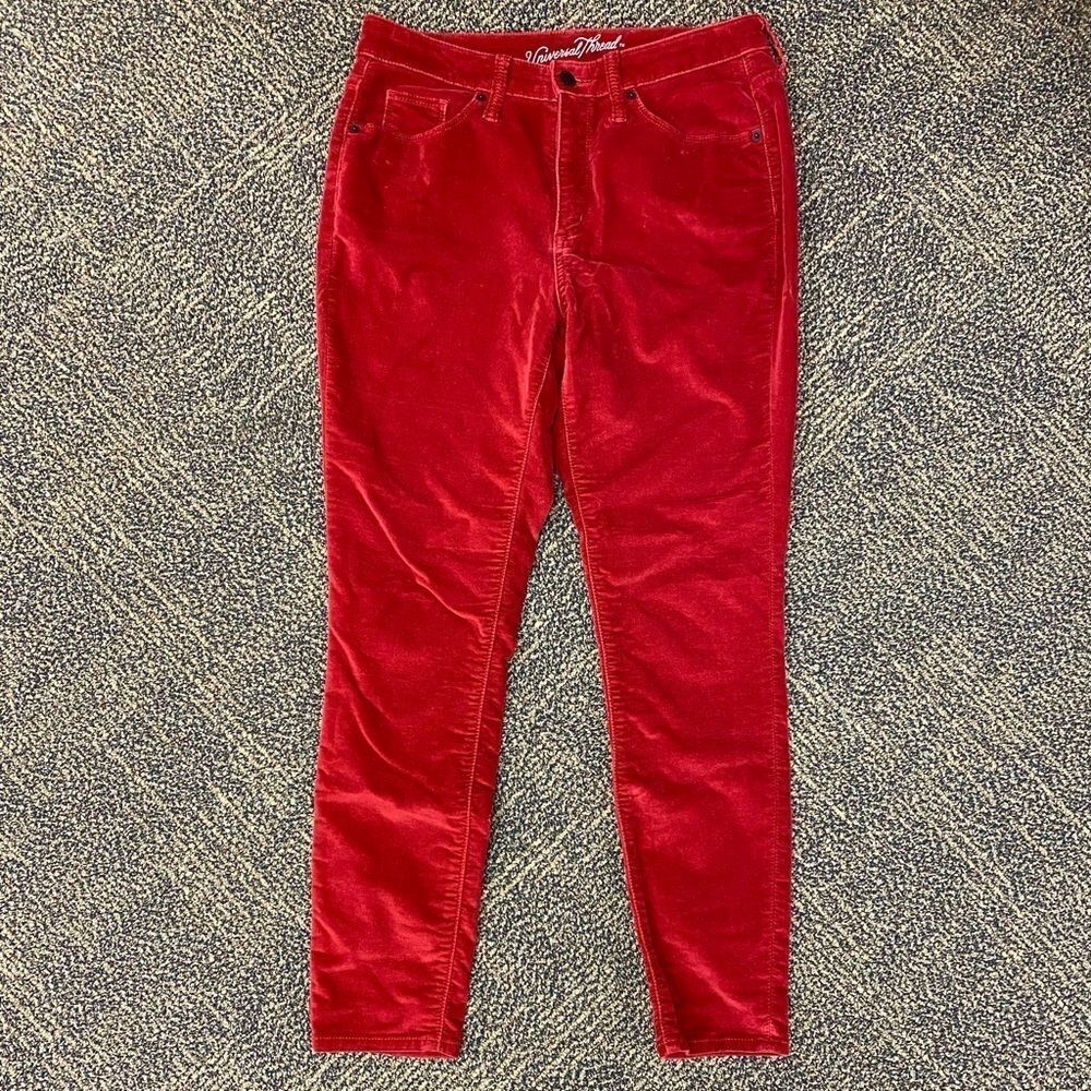 UNIVERSAL Thread red velvet high rise skinny ankle pants